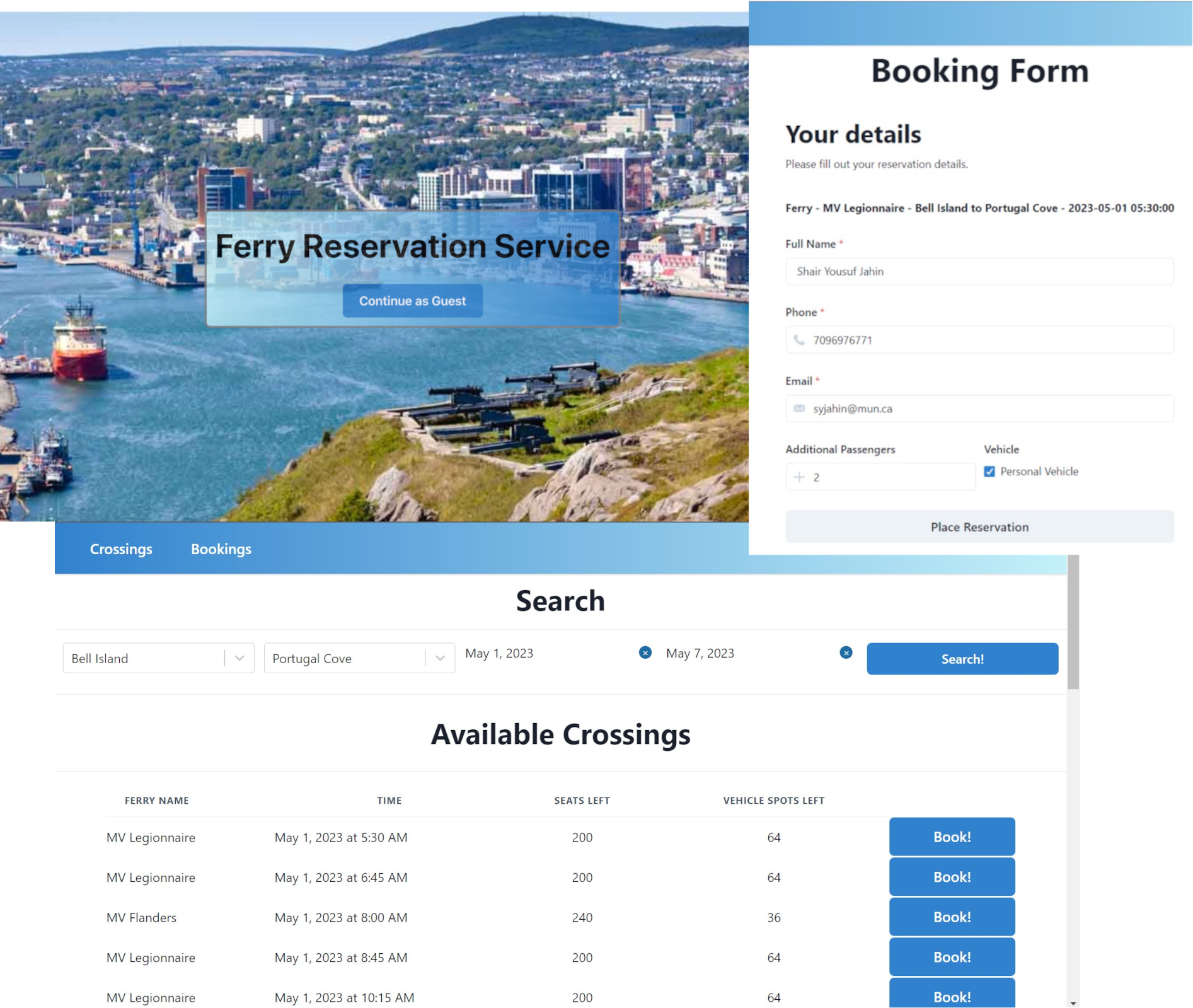 Ferry Reservation Web Application - (Full-Stack Application) showcase